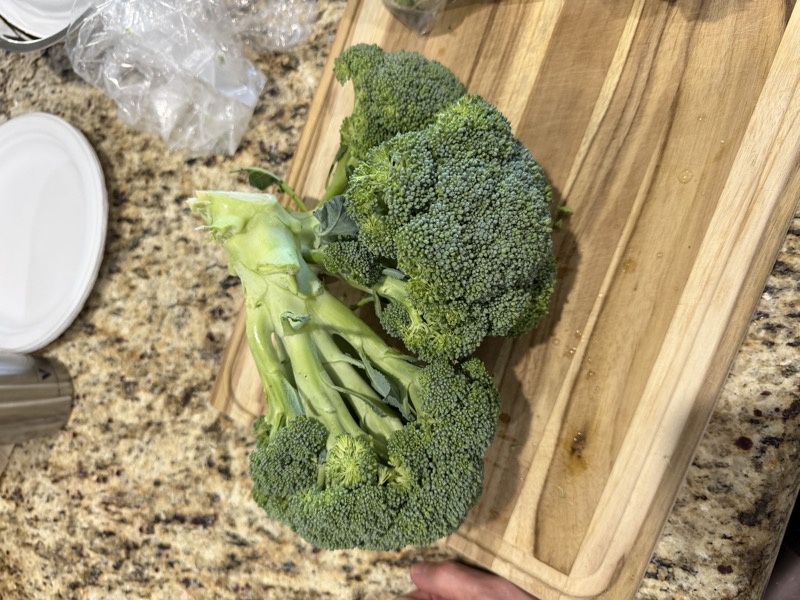 Fresh broccoli on cutting board